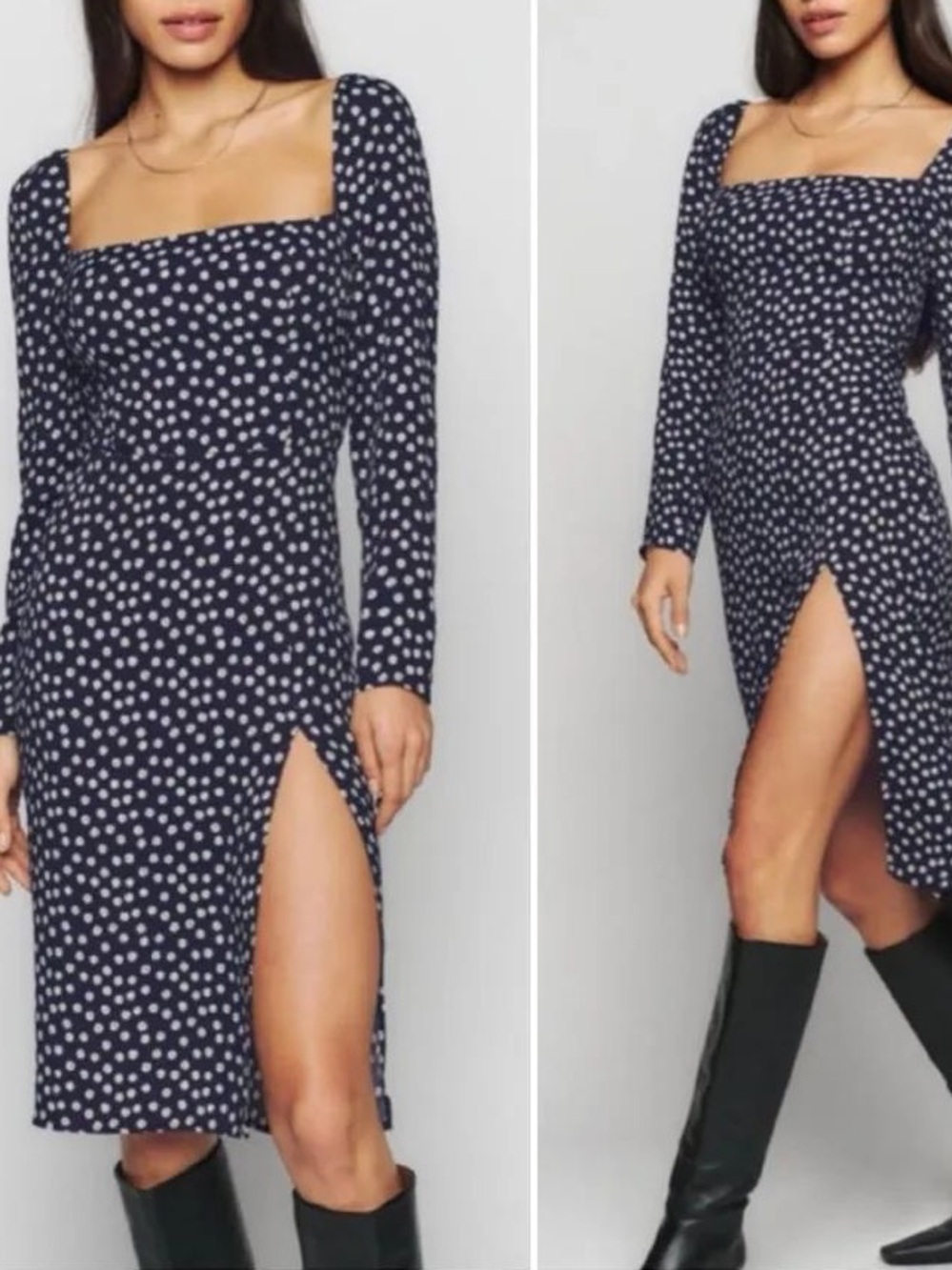 Reformation Peyton Midi Slit Dress in Flores Navy Floral Print 4 NWT - Picture 1 of 5
